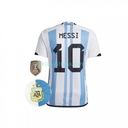 Billiga Fotbollströjor Argentina Messi 10 3 Stars Hemma tröja WM 2022 Kortärmad